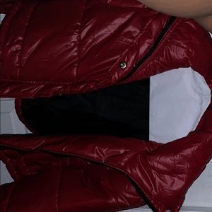 Red crop top puffer jacket